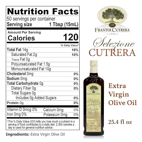 Frantoi Cutrera - Selezione - Extra Virgin Olive Oil from Italy, Sicilian Pure EVOO, Premium 2022/23 Early Harvest First Cold Pressed, Olive Oil High in Polyphenols, 24.5 fl oz (Pack of 1)