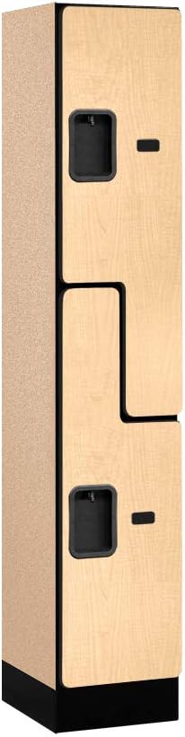 Salsbury Industries Double Tier 'S' Style Designer Wood Locker, Mahogany, 5' 3" x 15"