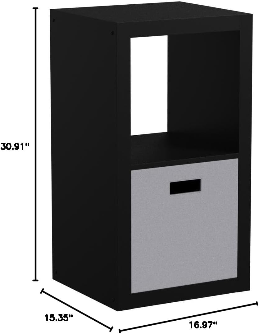 Better Homes and Gardens 4-Cube Organizer (Weathered, White) - 2 Shelves Bookshelf Storage Cabinet, 30.91x16.97x15.35 inches, 88 lbs Load Capacity