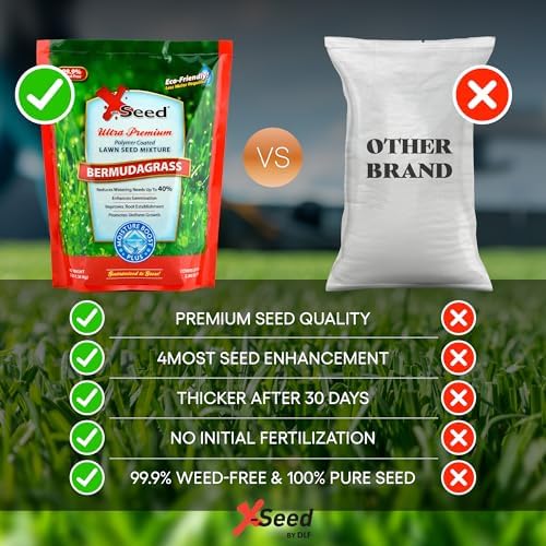 X-Seed Moisture Boost Plus Bermuda Grass Seed for Lawn, Grows Thick in Full Sunlight, Drought & Heat Tolerant, Uses Less Water Than Other Grasses