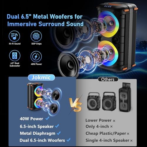 Karaoke Machine with 2 Wireless Microphones, Portable Bluetooth Karaoke Speaker for Adults