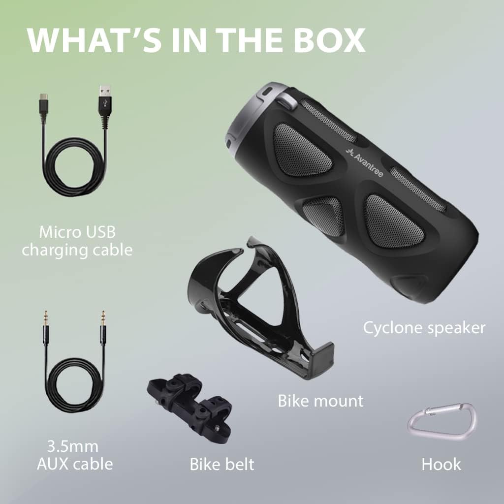 Avantree Cyclone - Portable Bluetooth Bike Speaker with Bicycle Mount, SD Card Slot, 10W Bass-Enhanced Audio