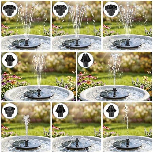 Mademax Solar Bird Bath Fountains, Upgrade 1.4W Solar Fountain Pump with 8 Nozzles & 4 Brackets