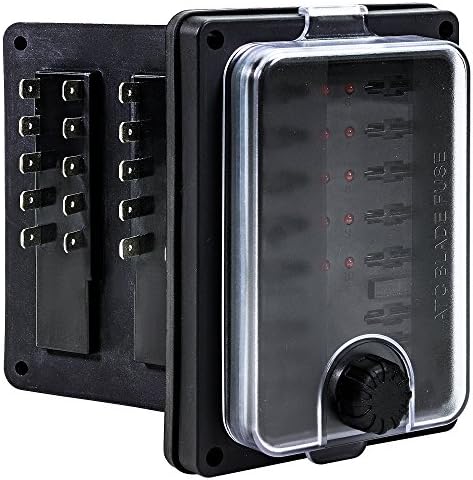 True Mods 10 Way Waterproof Fuse Box for Automotive [ATC/ATO Blade Fuses] [250 Amp] [Up to 25A per Socket] [LED Indicator] [12V - 32V DC] Auto