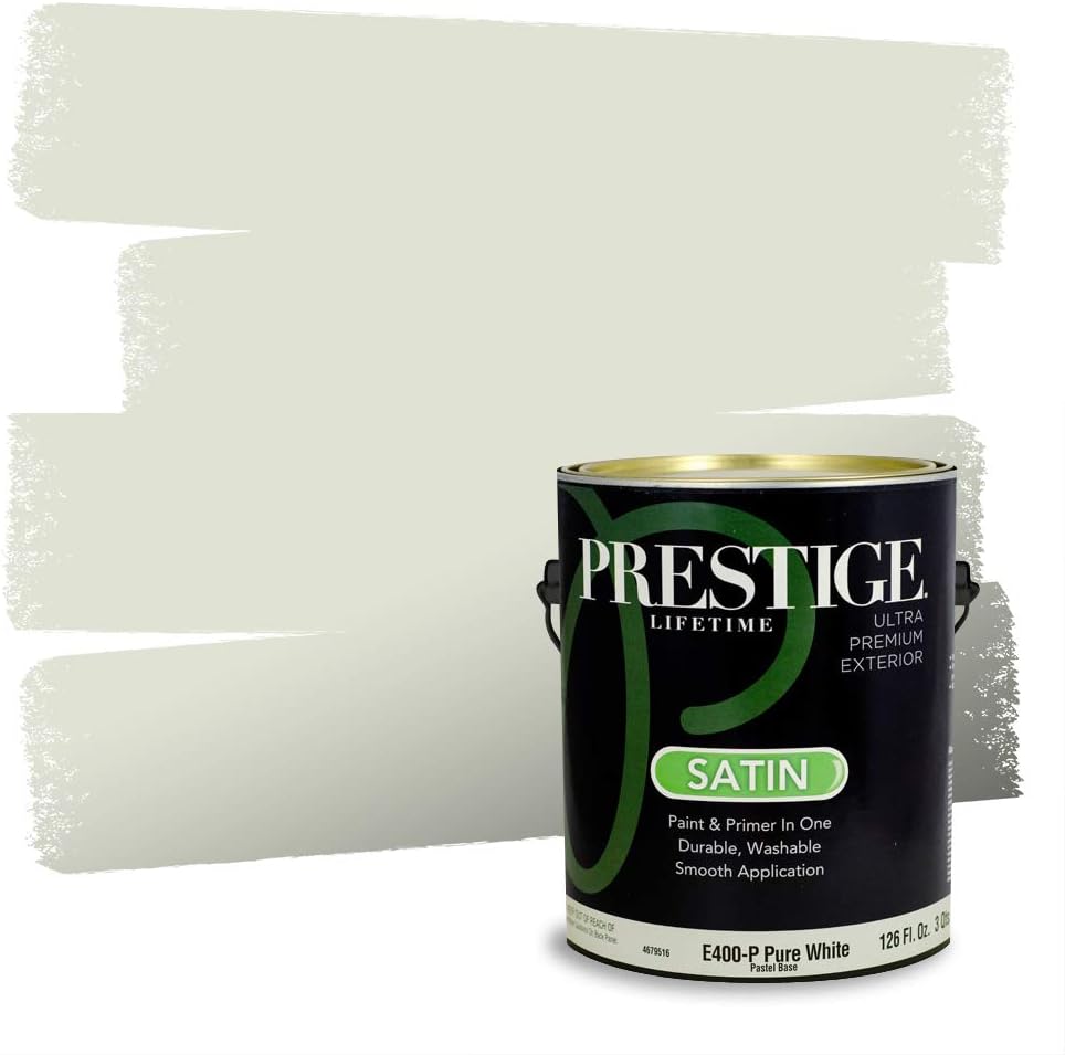 PRESTIGE Paints Exterior Paint and Primer In One, 1-Gallon, Semi-Gloss, Comparable Match of Behr* Intercoastal Gray*
