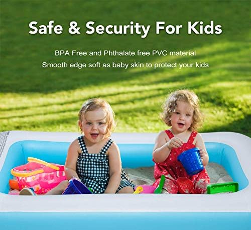 Inflatable Kiddie Pool, 50x33x17 Inch Rectangular