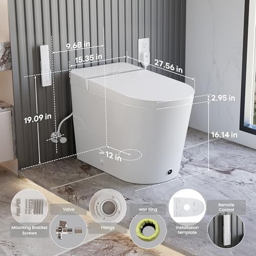 ADA Smart Toilet Bidet with Auto Open Close Heated Seat(K050Pro) | Bidet Toilet with Tank, 1000g MaP Quiet Flush, Comfort ADA Seat, Foam Shield, Dryer, Foot Sensor, Auto & Blackout Flush