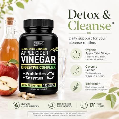 Zeal Organic Apple Cider Vinegar Capsules + Digestive Complex | GLP-1 Support