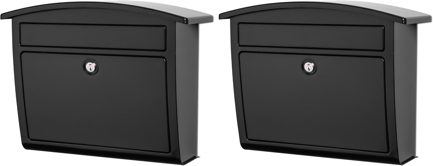 Architectural Mailboxes Dal Rae Galvanized Steel, Locking, Wall Mount Mailbox, 2562B-10, Black, Medium Capacity