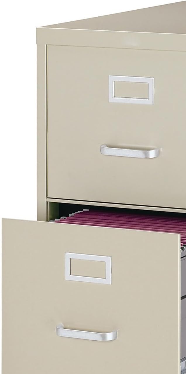 Staples 4-Drawer Vertical File Cabinet, Letter Size Documents, Lockable, 26.5" D x 15" W x 51.97" H, Putty/Beige