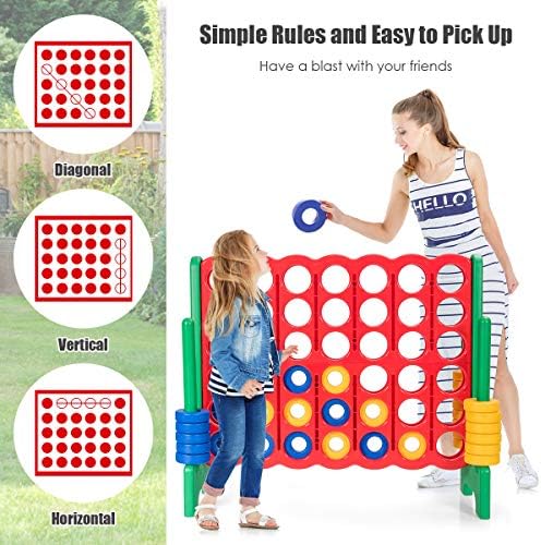 GLACER Giant 4-in-A-Row, Jumbo 4-to-Score Giant Game Set Backyard Games for Kids & Adults