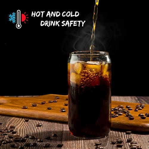 16 Oz Drinking Glasses - 6 Pcs Glass Cups with Bamboo Lids and Straws | Food-grade durable clear tumbler, Coffee bar accessories, Aesthetic gift
