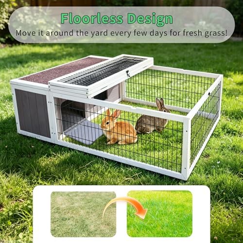 Wooden Rabbit Cage Outdoor Indoor, Bunny Cage Guinea Pig Cages Enclosure
