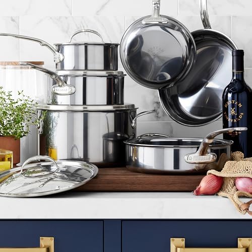 Hestan NanoBond Molecular Titanium Stainless Steel 10-Piece Cookware Set - PFAS-Free - Induction Compatible, Dishwasher Safe