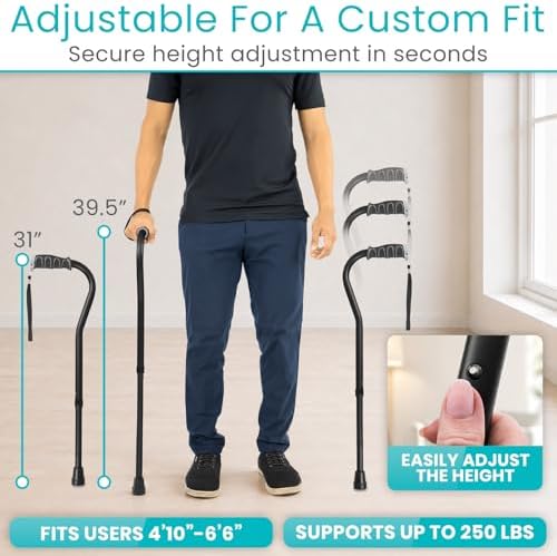 Vive Walking Cane for Women, Men, Elderly - Patented Offset Grip