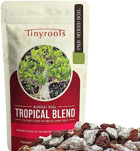 Tropical Bonsai Soil - Tinyroots Ready to Use Bonsai Soil Mix, Fast Draining Pre-Mixed Bonsai Potting Soil, 2.25 Quarts