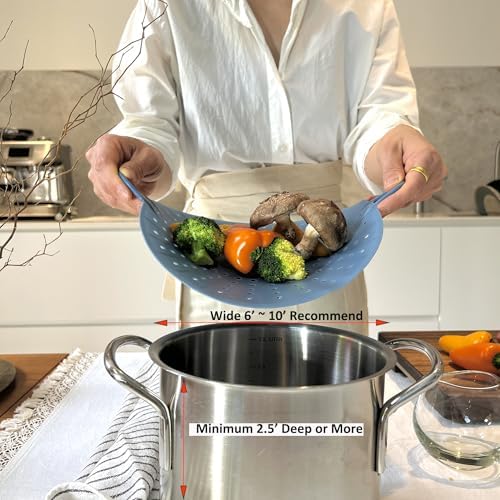 Korean Made Silicone Steamer Basket 10' Size, Silicone Steamer Insert for Pot Flexible Design (Gray) Stocking Stuffer