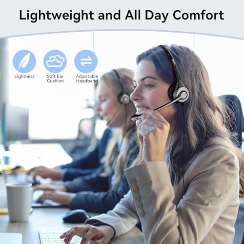 Wantek Phone Headset with Microphone Noise Cancelling