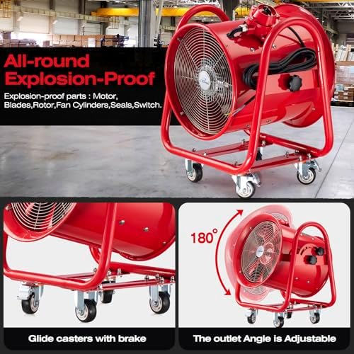 iLiving - ILG8EF12EX Explosion Proof Utility High Velocity Blower, Fume Extractor, Portable Exhaust and Ventilator Fan, Air Ventilation with 2720 CFM