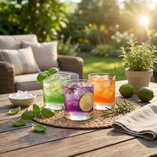 Le'raze Set of 12 Heavy Base Rocks Glass Cups, Elegant Old Fashioned Drinking Glasses Set for Whiskey, Cocktails, Beer and More - Dishwasher Safe