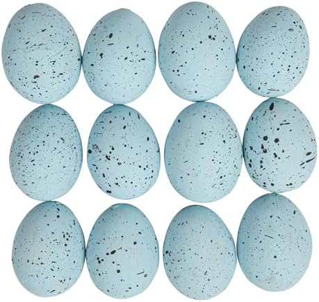 Creative Co-Op Boxed Set of 12 Blue Speckled Ceramic Robin Eggs