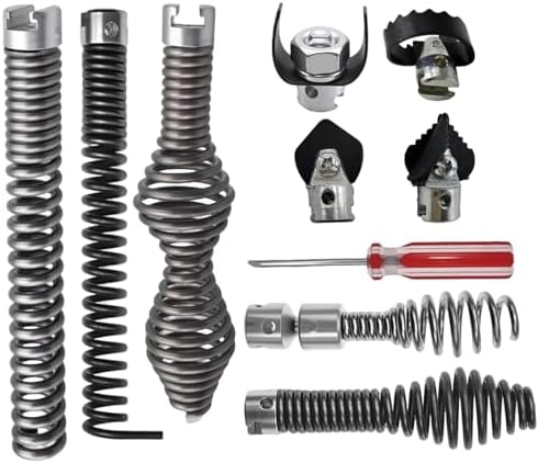 10 Pcs Drain Snake Drill Attachment Cutter and Auger Kit Compatible with RIDGID K-400 C-4 C-6 C-7 C-8 and C-9 Drain Cleaning Machine