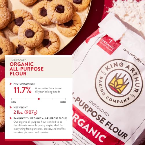 King Arthur 100% Organic All-Purpose Flour, Unbleached, 2 lb (Pack of 1) - Non-GMO Project Verified, No Preservatives
