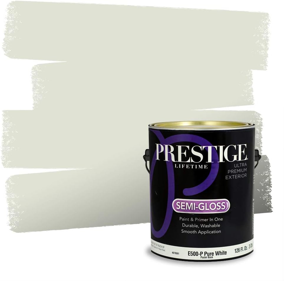 PRESTIGE Paints Exterior Paint and Primer In One, 1-Gallon, Semi-Gloss, Comparable Match of Behr* Intercoastal Gray*