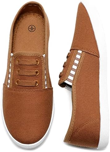 kufeiti Women's Canvas Slip On Shoes Sneakers for Women Fashion Comfortable White Black Elastic Sneakers for Women