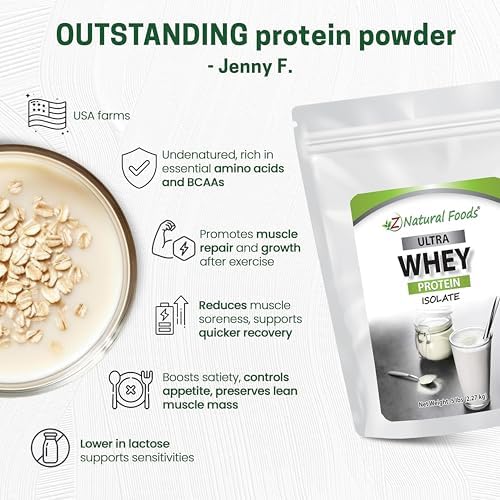 Z Natural Foods Ultra Whey Protein Isolate - Unflavored & Unsweetened, 1 lb | Unflavored, Unsweetened Whey Protein Powder, Whey Isolate with Vital Proteins for Fitness, Sports Nutrition, Immune Support