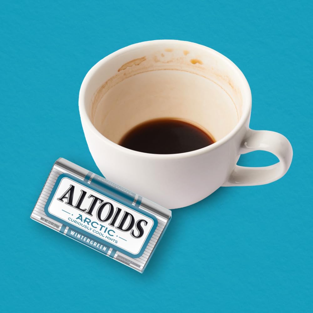 ALTOIDS Arctic Wintergreen Breath Mints Sugar Free Hard Candy Bulk, 1.2 oz Tin (8 Pack)
