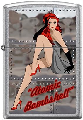 Zippo Custom Lighter Design Sexy Lady in Heels with Atomic Bombshell Inscribed Windproof Collectible - Cool Cigarette Lighter Case Made in USA