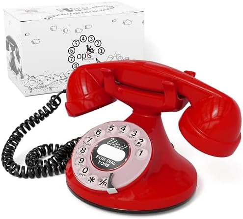 Opis FunkyFon Cable: A Vintage Landline Telephone, The Retro Phone Green for Home, and Old Fashioned Telephones in red