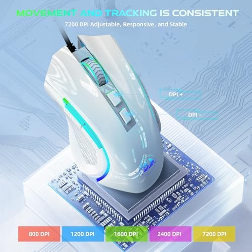 Redragon M602 Gaming Mouse, Ergonomic RGB Gaming Mouse Wired with 7200 Adjustable DPI, 9 Programmable Buttons, Professional Software for Gamer Office [Black]