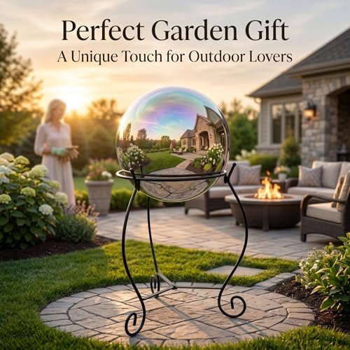 Topadorn Gazing Ball Stand for 10 /12 Inch Garden Globe with Butterfly | Metal Garden Globe Stand with Butterfly Design, Outdoor Weather Resistant Decorative Holder for Yard Patio Lawn