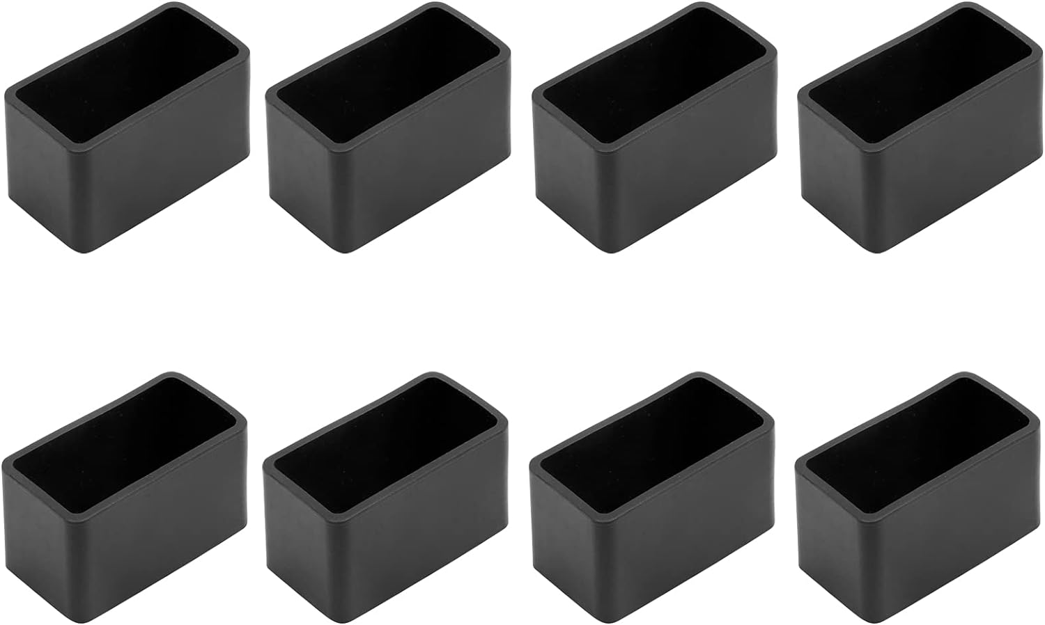 Bonsicoky 20Pcs Rectangle Rubber Furniture Leg Caps (3/4" x 1-1/2"), Vinyl Flexible Chair Leg Floor Protectors for Patio Indoor Chair Table Bed