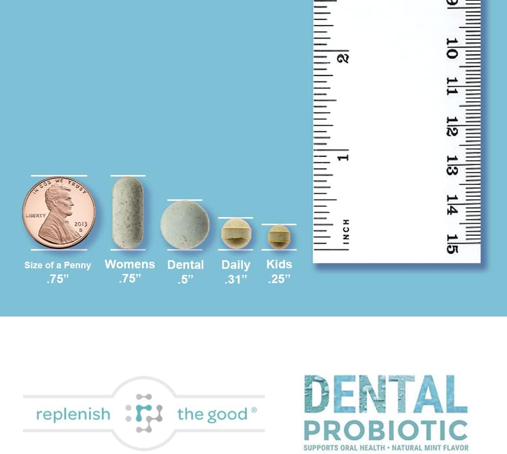 Dental Oral Probiotic, 60 Chewable Tablets - Supplements w/BLIS K12 & M18 - Bad Breath Treatment for Adults - Boosts Oral Health - Fights Halitosis, Tooth Decay, Strep Throat (Mint Flavor)