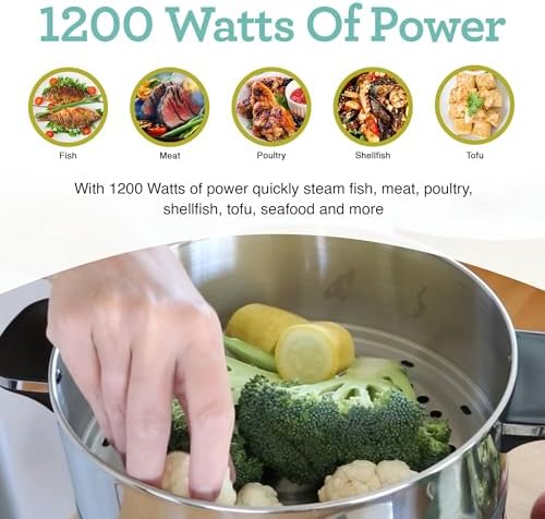 Euro Cuisine FS3200 Electric Food Steamer, Versatile Vegetable Steamer & Steam Cooker for Healthy Cooking, Ideal for Fish, Veggie, Meat, Easy Cleaning