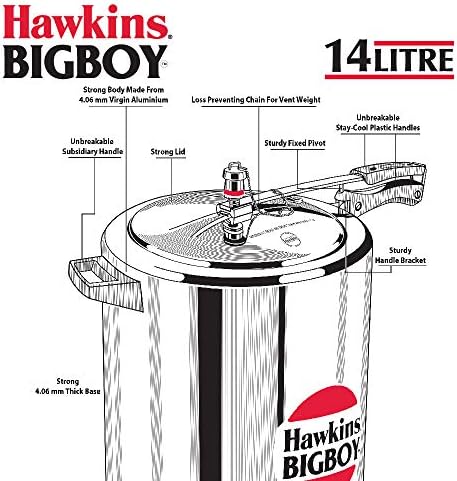 Hawkins Bigboy Aluminum Pressure Cooker, 14 Litres