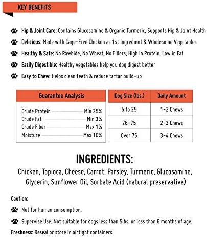 LuvChew Chicken Wrapped Dog Bone Treat Sticks with Glucosamine & Turmeric, Easy to Digest, Non-Rawhide Soft Chicken Cheese Dog Chew Treats 15pcs/Pack