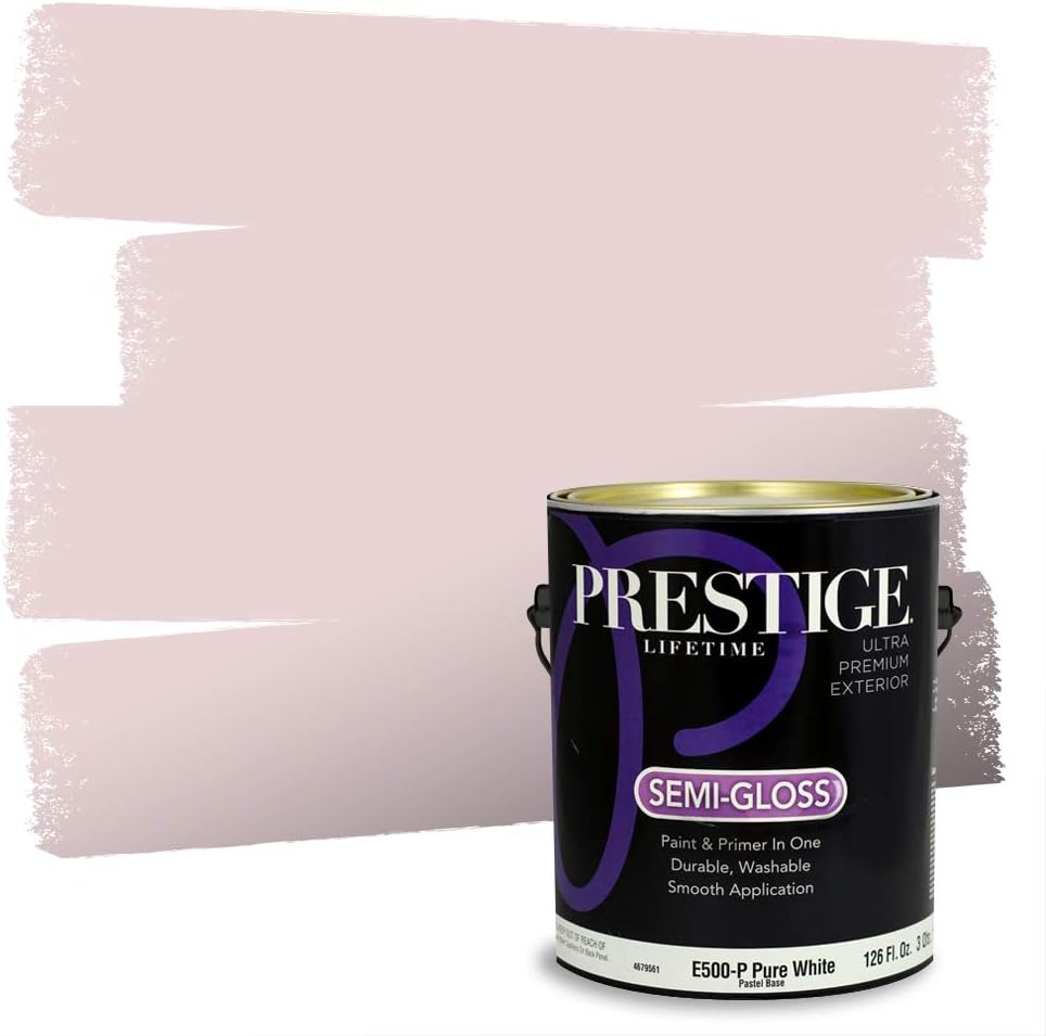 PRESTIGE E500-P-SW6303 Exterior Paint and Primer in One, 1-Gallon, Semi-Gloss, Comparable Match of Sherwin Williams Rose Colored, 1 Gallon, SW17-Rose