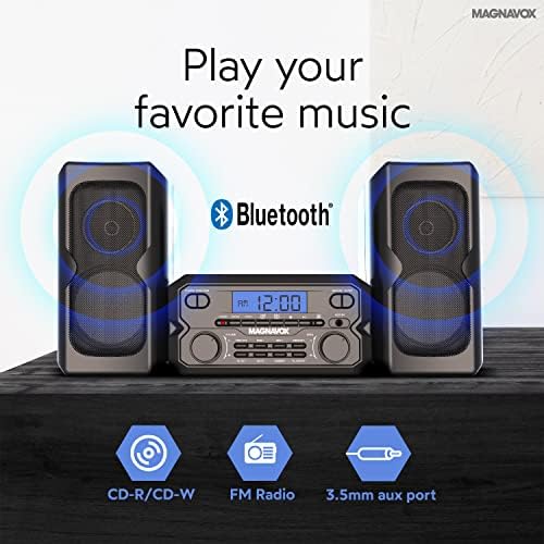 Magnavox MM435M-BK 3-Piece Compact CD Shelf System with Digital FM Stereo Radio, Bluetooth Wireless Technology