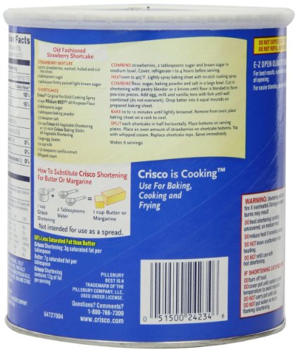 Crisco All Vegetable Shortening, 48 Ounce (Pack of 4)