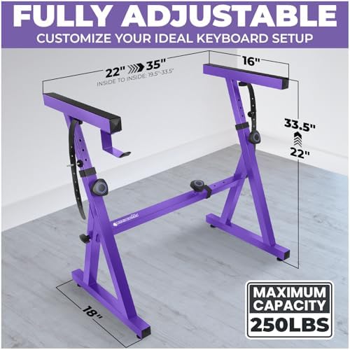 Liquid Stands Piano Keyboard Stand - Z Style Adjustable and Portable Heavy Duty Music Stand for Kids and Adults -Fits 54-88 Key Electric Pianos - Sturdy Musical Keyboard Stand (Black)