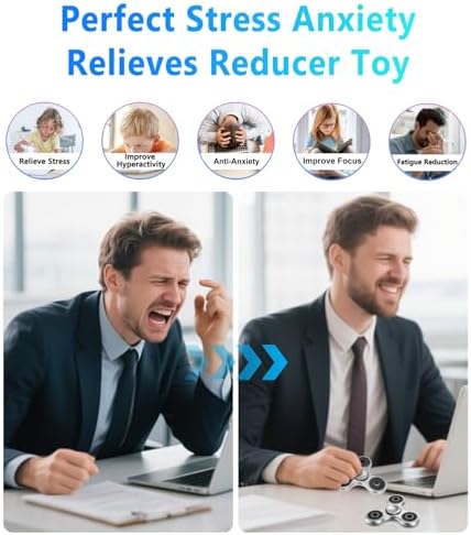 Metal Fidget Spinner Toy Long Spin Time Fidget Toys for Adults Kids | Durable Stainless Steel Bearing, Silent Spins 3-5 min