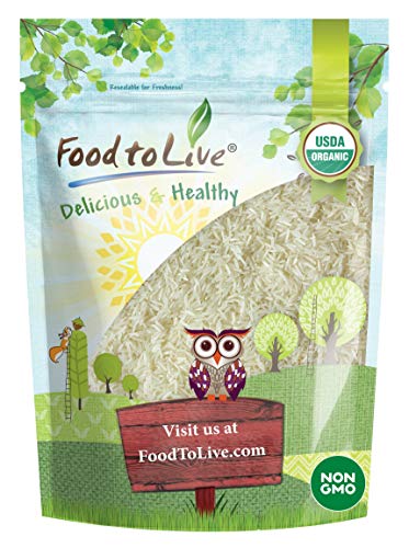 Food to Live Organic White Basmati Rice, 25 Pounds – Non-GMO, Long-Grain Rice Variety, Fragrant, Kosher, Vegan, Bulk. Non-Irradiated. Less Starch.Great for Indian Dishes.