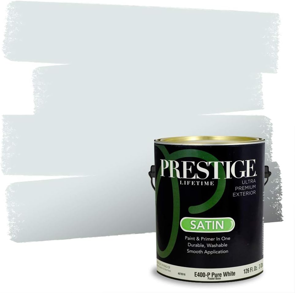 Prestige Paints E400-P-SW6506 Exterior Paint and Primer in One, 1-Gallon, Satin, Comparable Match of Sherwin Williams Vast, 1 Gallon, SW45-Vast Sky