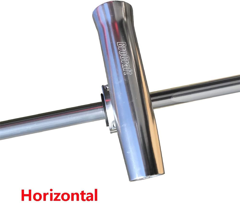 Brocraft Boat T-TOP Rod Holder/Clamp-On Rod Holder - Silver Aluminum - Horizontal Mount - Fits 1" to 2" O.D. Pipe