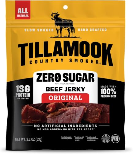 Tillamook Country Smoker Zero Sugar Keto Friendly Beef Jerky, Original, 2.2 Ounce