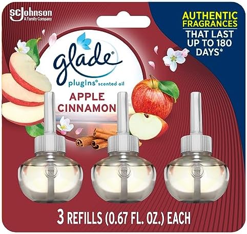 Glade PlugIns Refills Air Freshener, Scented and Essential Oils for Home and Bathroom, Cashmere Woods, 2.01 Fl Oz, 3 Count